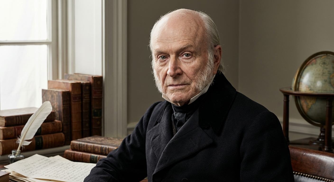 A portrait of John Quincy Adams, the 6th US President, known for his high intelligence