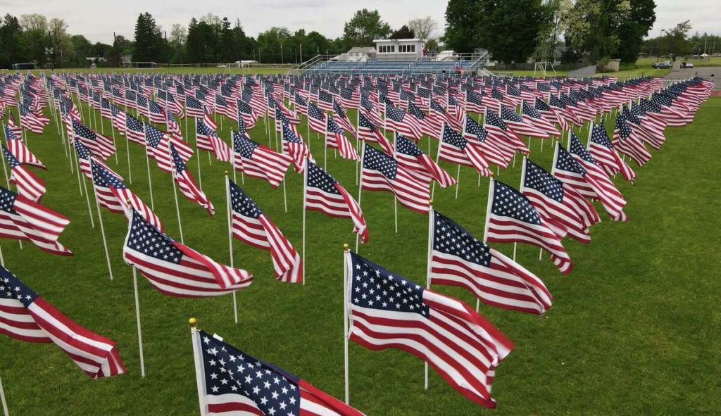 memorial day flags in