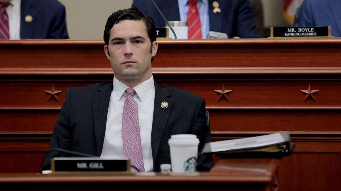 Rep. Brandon Gill speaking at a podium