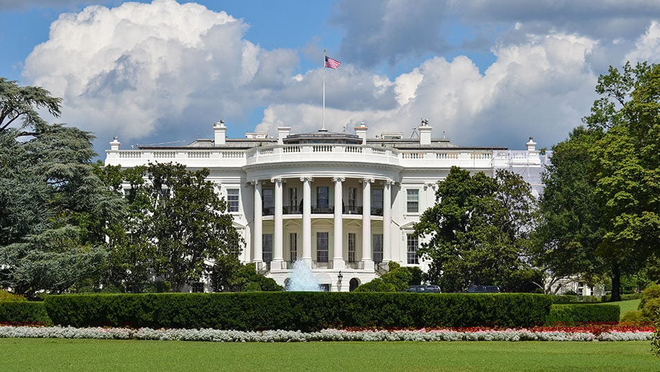 composite of White House, Supreme Court, and Capitol building