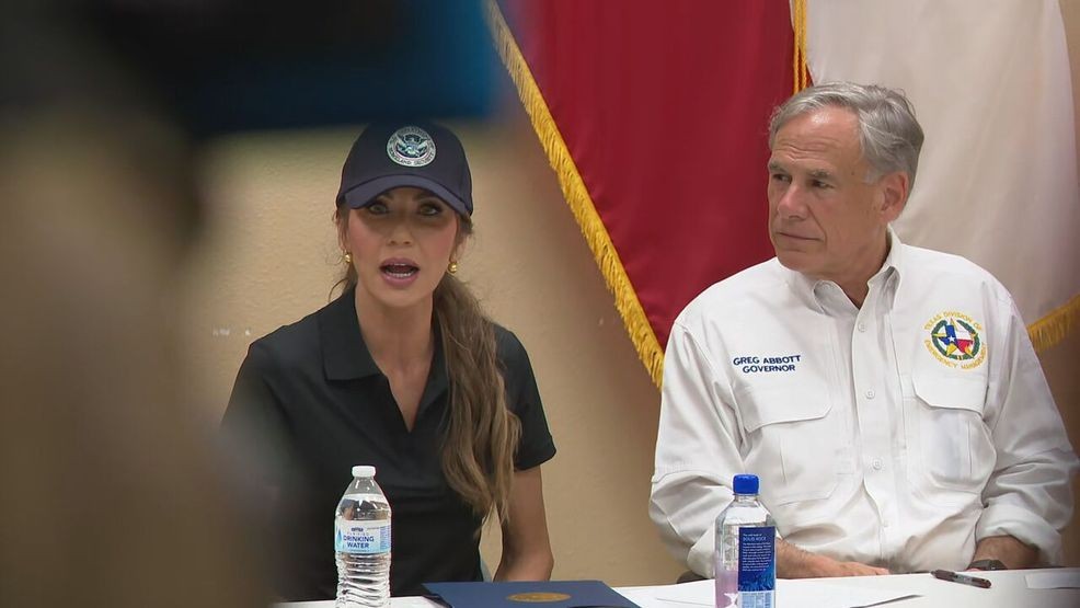 Homeland Security Secretary Kristi Noem and Texas Governor Greg Abbott