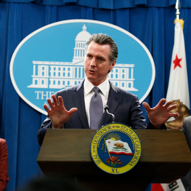 California Governor Gavin Newsom at a press conference